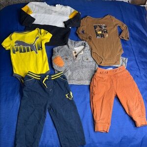 12/18m boys Puma,Joe, free planet, carters, Set sweats& tops, onsie X6